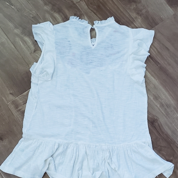 Lucky Brand Embroidered Yoke Ruffled Shirt - Short - Picture 3 of 3